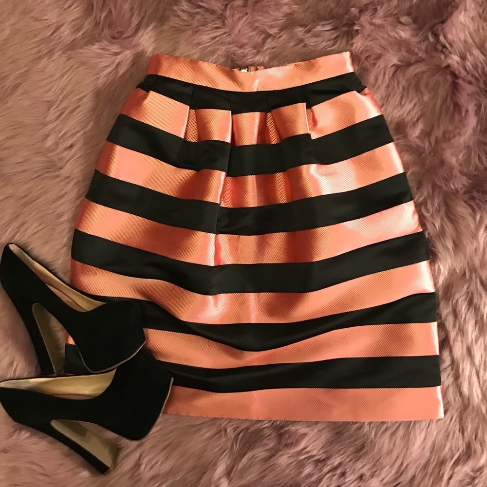 NWT Topshop Pink & Black Midi Skirt Size 2 Petite